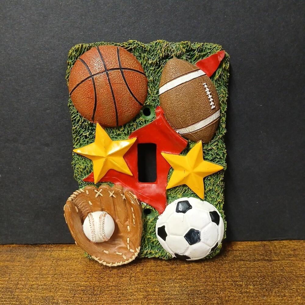 All Sports Resin Light Switch Plate Baseball Basketball Soccer Football